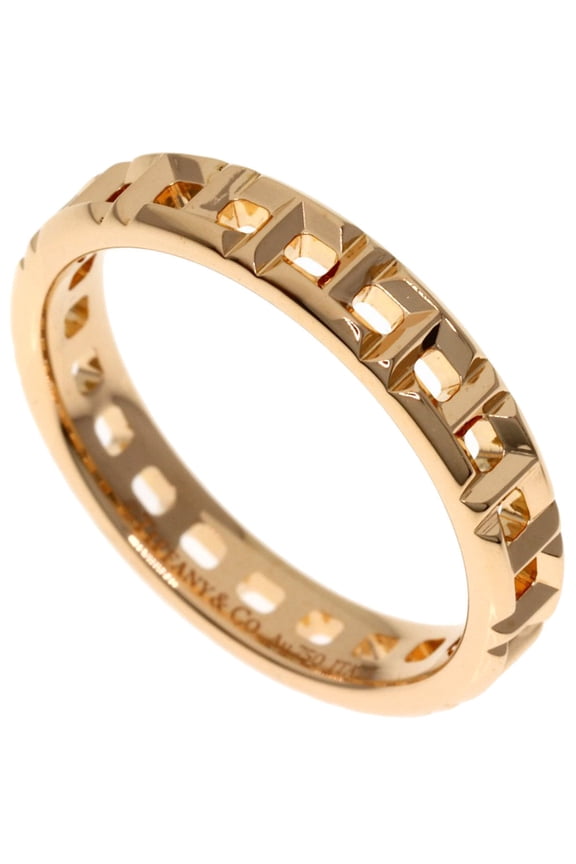 Pre-Owned Tiffany & Co. T True Narrow Ring, 18K Pink Gold, Women's Ring.