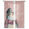 thumbnail image 3 of Vintage Snowman, Sheer Curtains 72 Inches Long 2 Panels Set, Window Sheer Curtains for Living Room/Bedroom, Blush Pink Christmas Snowflak Light Filtering Rod Pocket Curtain 52'' x 72'' x 2, 3 of 7
