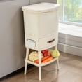 thumbnail image 4 of VECELO Kitchen Trash Can with Lid, Recycling Plastic Garbage Can with Drawer and Storage Shelf, White, 4 of 7