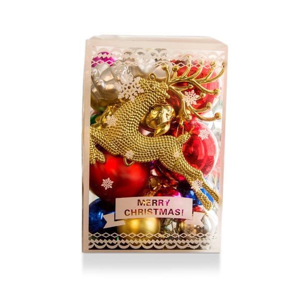 Toystoory Paquete de 30 bolas de árbol de Navidad colgantes colgantes de vacaciones 1,2/1,6/2,3 pulgadas manualidades chimenea de plástico DIY ventana Kits de decoración para fiestas Vistoso Toystoory HA009414-05B
