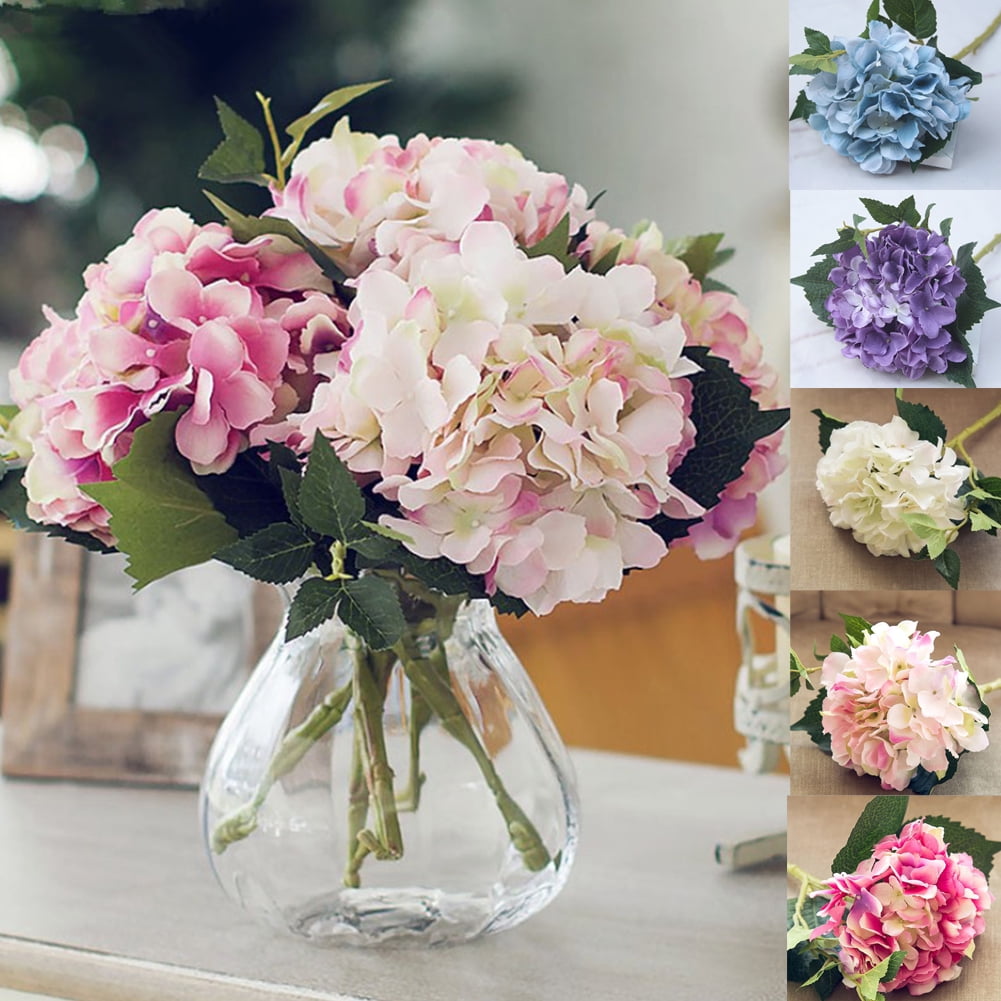 3pcs/set Artificial Hydrangea Flowers Fake Silk Bouquet Flower Wedding Home Deco 