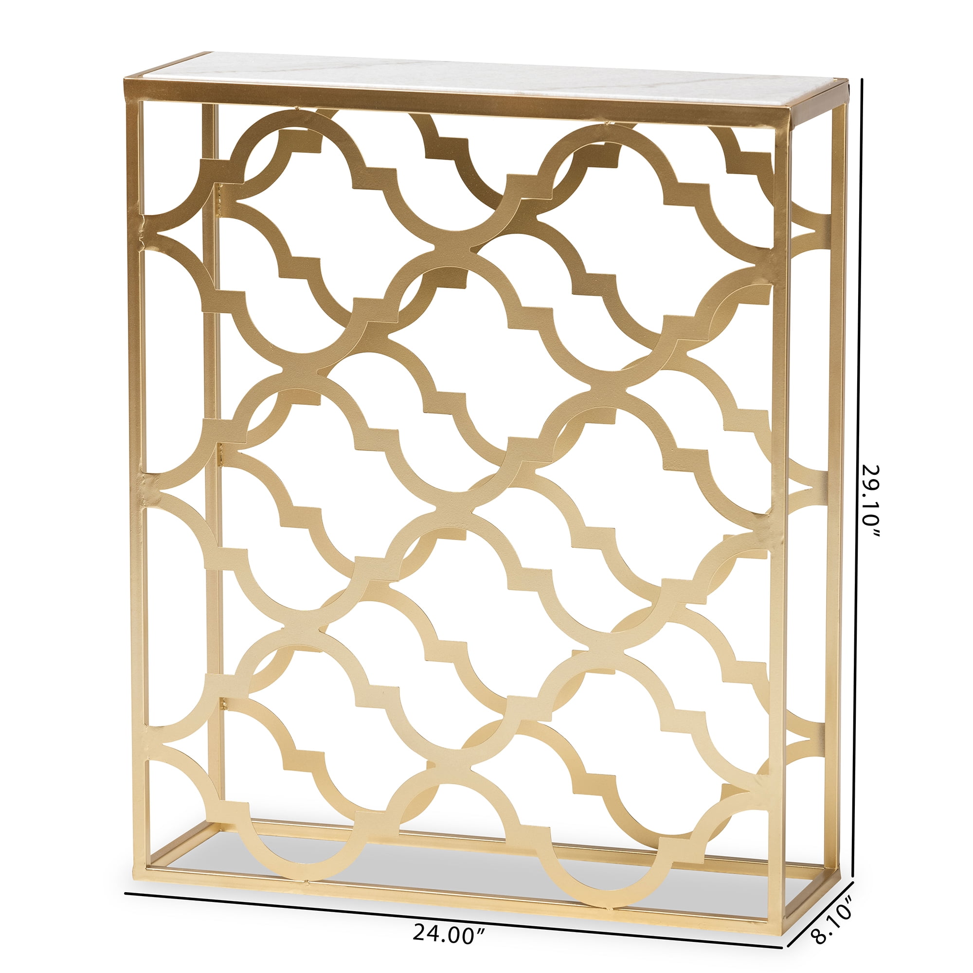 Baxton Studio Calanthe Modern Metal and Marble Top Console Table, Gold