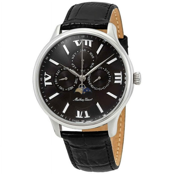 Mathey-Tissot Edmond Moon Phase Black Dial Men's Watch H1886RAN