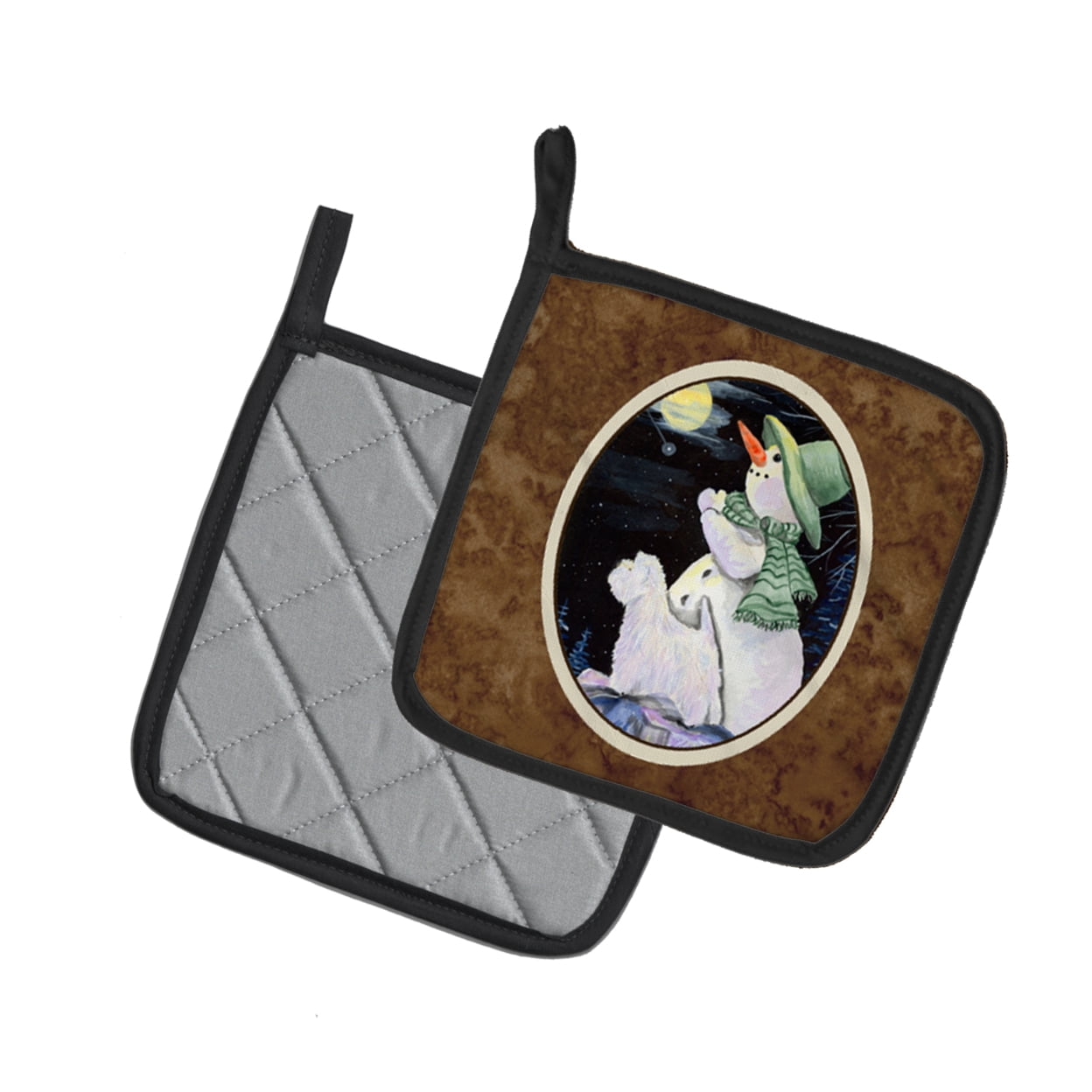 Carolines Treasures SS8797PTHD Snowman with Westie Pair of Pot Holders, 7.5HX7.5W, multicolor