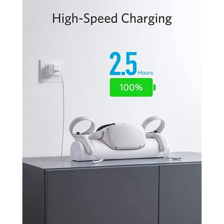 Anker - Charging Dock with Rechargeable Batteries for Meta Quest 2 VR Headset and Controllers - White