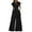Black, variant on ZANZEA Womens V Neck Short Sleeve High Waist Jumpsuits Office Work Casual Party Wide Leg Long Rompers
