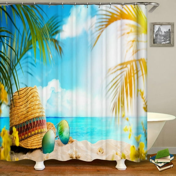 3d Shower Curtains Beach Sea Shell Scenery Bath Curtains Waterproof Bathroom Printing Fabric With Home Decorative