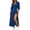 Blue, variant on Ayolanni 3/4 Sleeve Dresses for Women Polka Dots Puff Sleeve Knee Length V-Neck Long A-Line Dress Party Flowy High Slit Elegant Wrap Sundress Black L