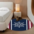 thumbnail image 2 of Round Rugs 4Ft, Navy Blue Red Stripe Round Area Rug Washable Indoor Throw Carpet, Coastal Nautical Rudder Farmhouse Soft Non Slip Circle Rug for Kitchen Nursery Room Home Decor Aesthetic, 2 of 8