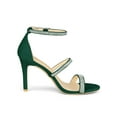 thumbnail image 3 of BLISSFUL STEP Women's Rhinestone Ankle Strap Stiletto High Heels Sandals Green (Size 9), 3 of 7