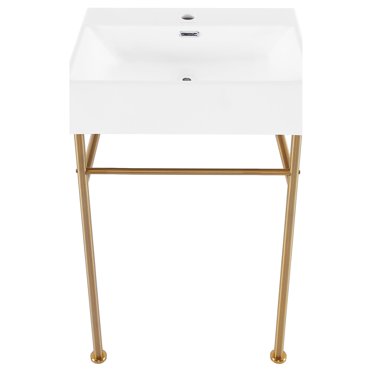 Swiss Madison Claire 24 Console Sink White Basin Chrome Legs With 8 Widespread Holes