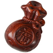 Qnmwood Vintage Wood Money Bag Keychain Lucky Charm Pendant