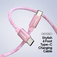 thumbnail image 2 of Powertek Marble 6ft USB-C to USB-C Cable, Pink, 60W Fast Charging, Silicone Marble Design, Efficient Data Transfer, 2 of 5