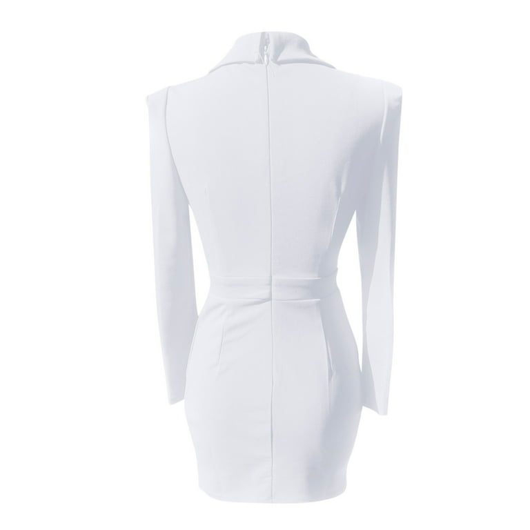 BKQCNKM Bodycon Dresses for Women Wrap Dress Long Sleeve Dress Elegant  Sleeve Button Up Work Party Pencil Midi Suit Dresses Wrap Dresses for Women  2024 Short Dress White M - Walmart.com