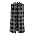 thumbnail image 7 of TGSLY Women's Plaid Long Vest Jacket Lightweight Collared Button Down Open Layering Gilet Dressy Casual Sleeveless Cardigan Coat S, 7 of 7