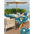 thumbnail image 4 of Outdoor Tablecloth with Umbrella Hole and Zipper, Christmas Santa Claus Rectangle Table Cloth 60x102 Inch Waterproof Tablecloth, Cartoon Xmas Elk Snowflakes Blue Picnic Table Cover for Patio Camping, 4 of 7