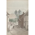 thumbnail image 2 of Martinus Rørbye 11x14 Gold Ornate Wood Frame and Double Matted Museum Art Print Titled - A Look Down a Strait Towards Viborg Cathedral's Two Towers (1829 - 1832), 2 of 4