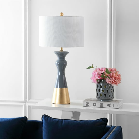 Safavieh Iris 30.5 in. H Mid-Century Table Lamp, Grey/Gold, Set of 2