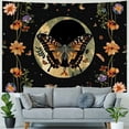thumbnail image 4 of Fenyluxe  Boho Butterfly Tapestry for Bedroom, Floral Moon Phase Botanical Plant Wall Tapestries, Orange Aesthetic Garden Star Mushroom Tapestry for Living Dorm Room Decor 50x40inch, 4 of 6