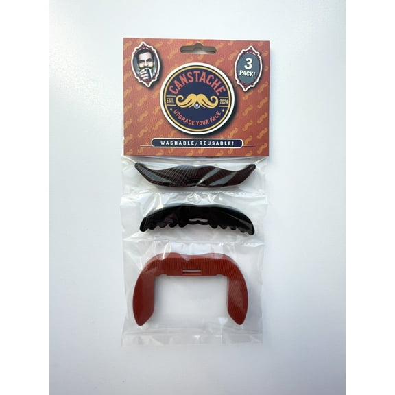 CanStache Novelty Gag Gift Beer Topper Party Favor, 3 Pack