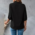 thumbnail image 4 of Dyfzdhu Blouses for Women Casual Dressy 2025 Summer Simple Solid Color Short Sleeve Ruffled V Neck Blouse Woman Tunic Tops Black, 4 of 9