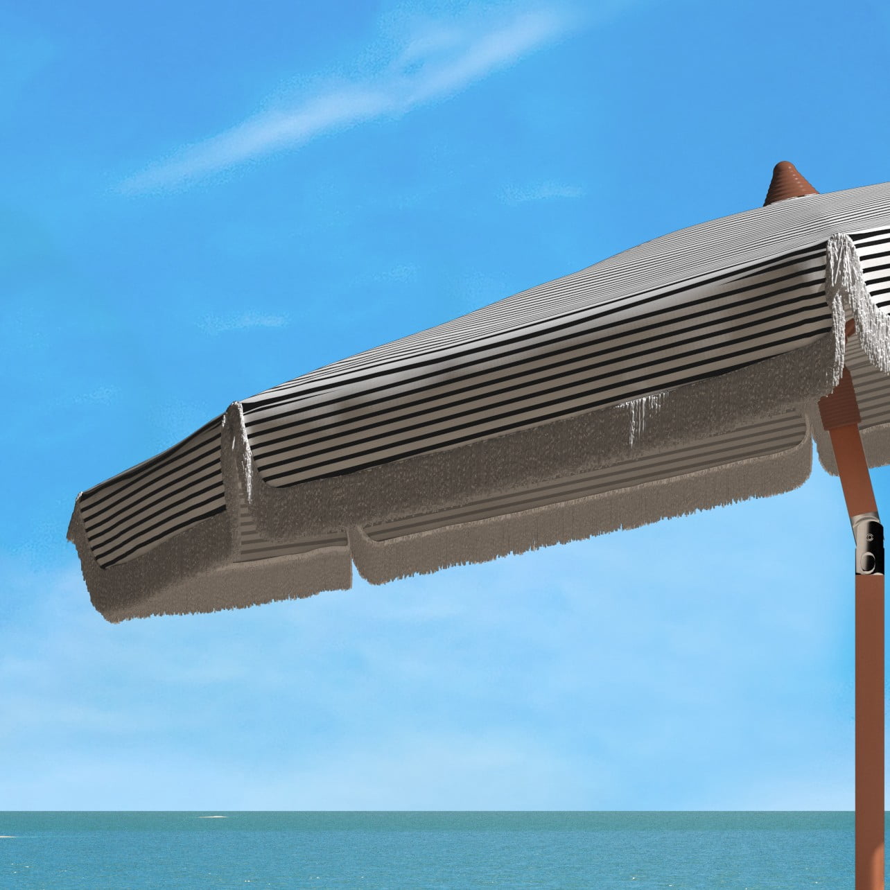 SAFAVIEH Copen 6.5' Beach Patio Umbrella, White/Black