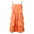 thumbnail image 6 of Women's Casual Tennis Dress Women's Summer Sleeveless Ruffle Tiered Layered Chiffon Pleated A-Line Swing Dress Orange S, 6 of 7