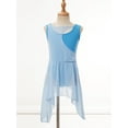 thumbnail image 3 of CHICTRY Girls Contemporary Dance Costume Irregular Hem Lyrical Dance Dress Skirted Leotard Ballet Dance Outfit Light Blue 10, 3 of 7