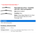thumbnail image 2 of Wiper Blade Set 3 Piece - Compatible with 1998 - 2002 Ford Expedition 1999 2000 2001, 2 of 2