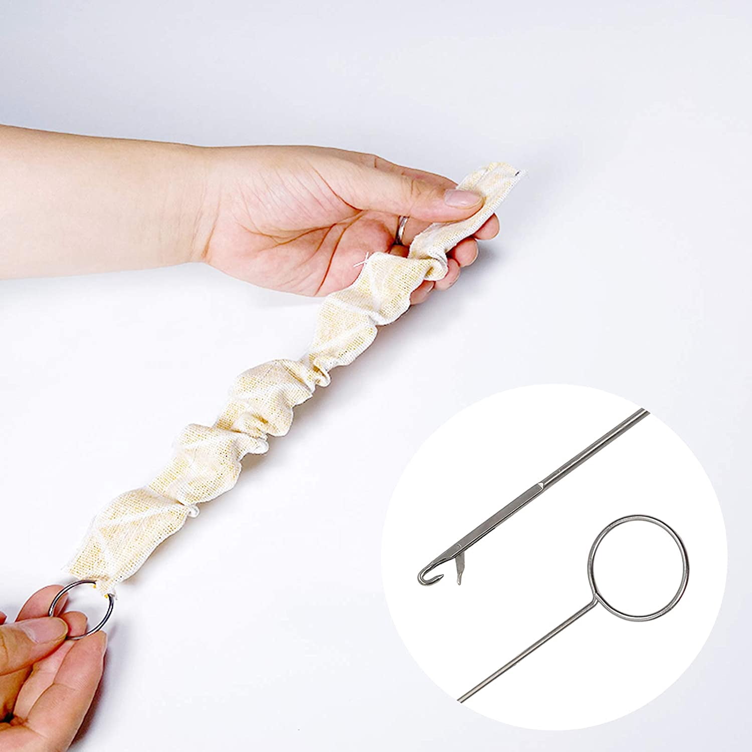 8 Pieces Sewing Loop Kit, DaKuan Include 2 Flexible Plastic Drawstring Threader, 2 Stainless Steel Sewing Loop Turner Hook, 2 Metal Drawstring Threader and 2 Metal Tweezers