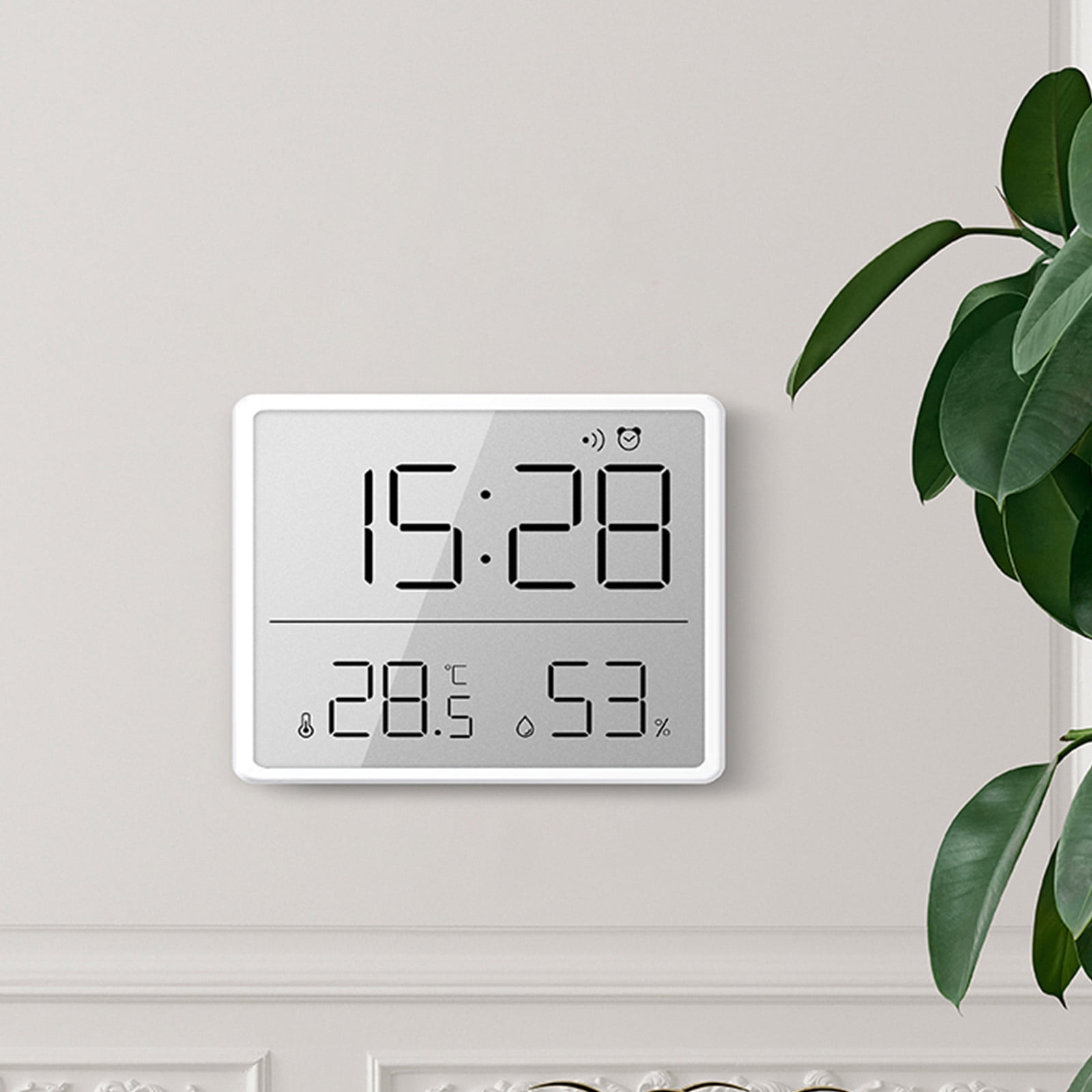 Weloille Small Digital Clock, New Upgrade Battery Powered Magnetic Clock Humidity Meter Thermometer High Accuracy Temp Date Display LCD Number Indoor Outdoor Travel