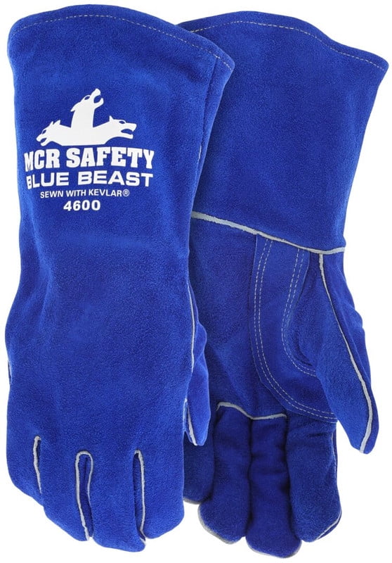 Blue Beast 4600-XL Select Side-Split Leather Welding Work Gloves, XL, Blue, Gauntlet Cuff, 1 Pair