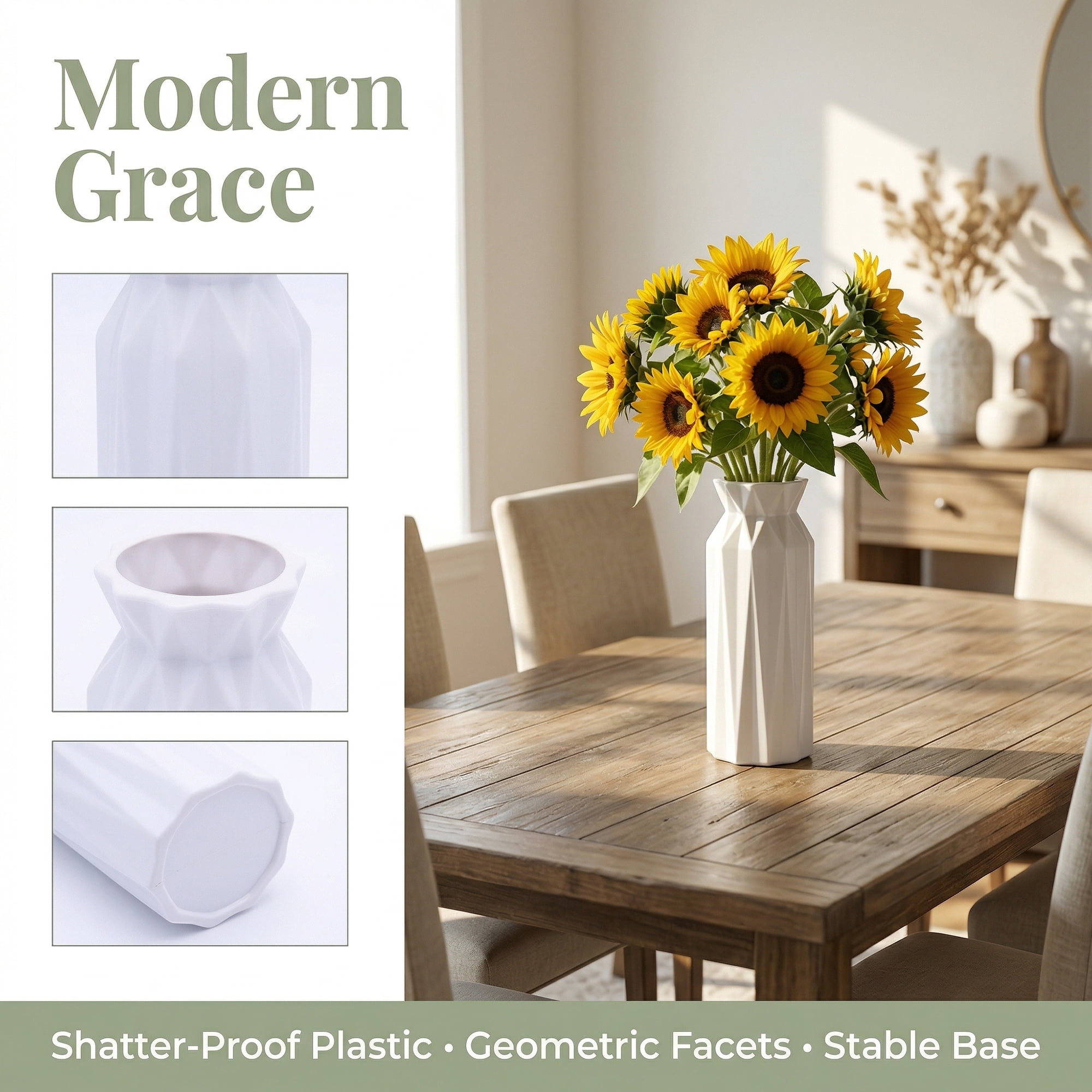 Unique Bargains Narrow Bud Vase for Single Stem Roses Plastic Grey 2.8"L x 2.8"W x 7.9"H