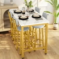 AWQM 5-Piece Dining Set, Faux Marble, 4 PU Chairs, Gold/White - Walmart.com