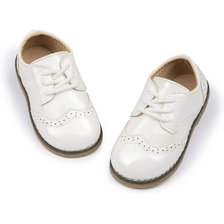 

QWZNDZGR Toddler Boys Girls Dress Shoes Little Kid Oxford Shoes Wedding Church Dress Shoes PU Leather Lace Up School Uniform Loafer Flats