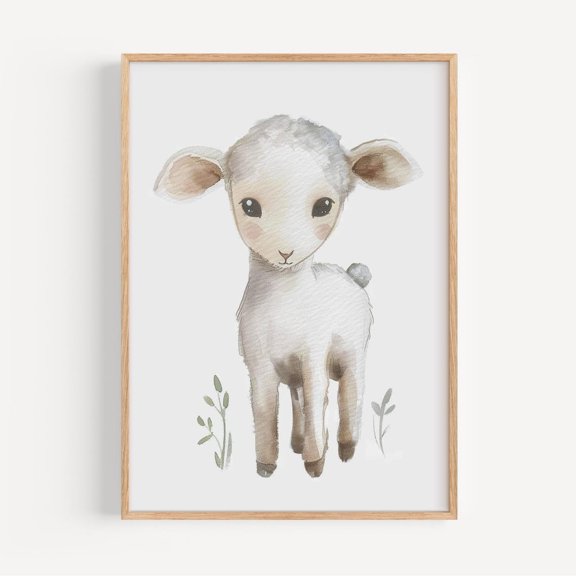 Adorable Baby Lamb Poster: Pastel Nursery Wall Art For Room Decor - Illustration, Unframed Poster Size 24x36