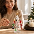thumbnail image 7 of Mini Glass Christmas Tree Set with Detachable Hanging Ornaments, Festive Tabletop Decoration for Home Office Desk Mantel Holiday Party, 7 of 7