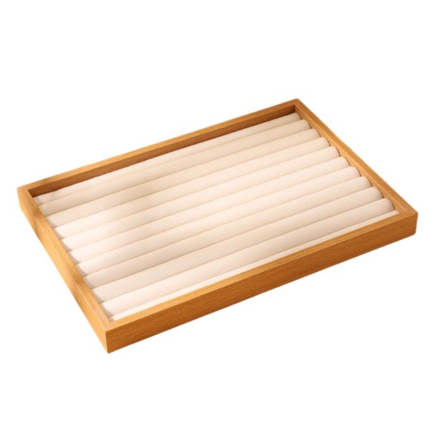 Bandeja de exhibición de anillos, organizador multifuncional, estuche de almacenamiento portátil para novia Beige Blanco