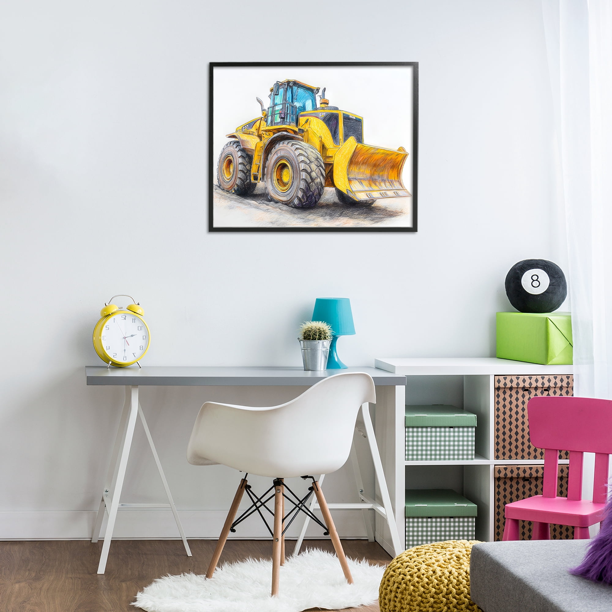 Stupell Industries Industrial Excavator Drawing Black Framed Giclee Art, design by Steve Hunziker