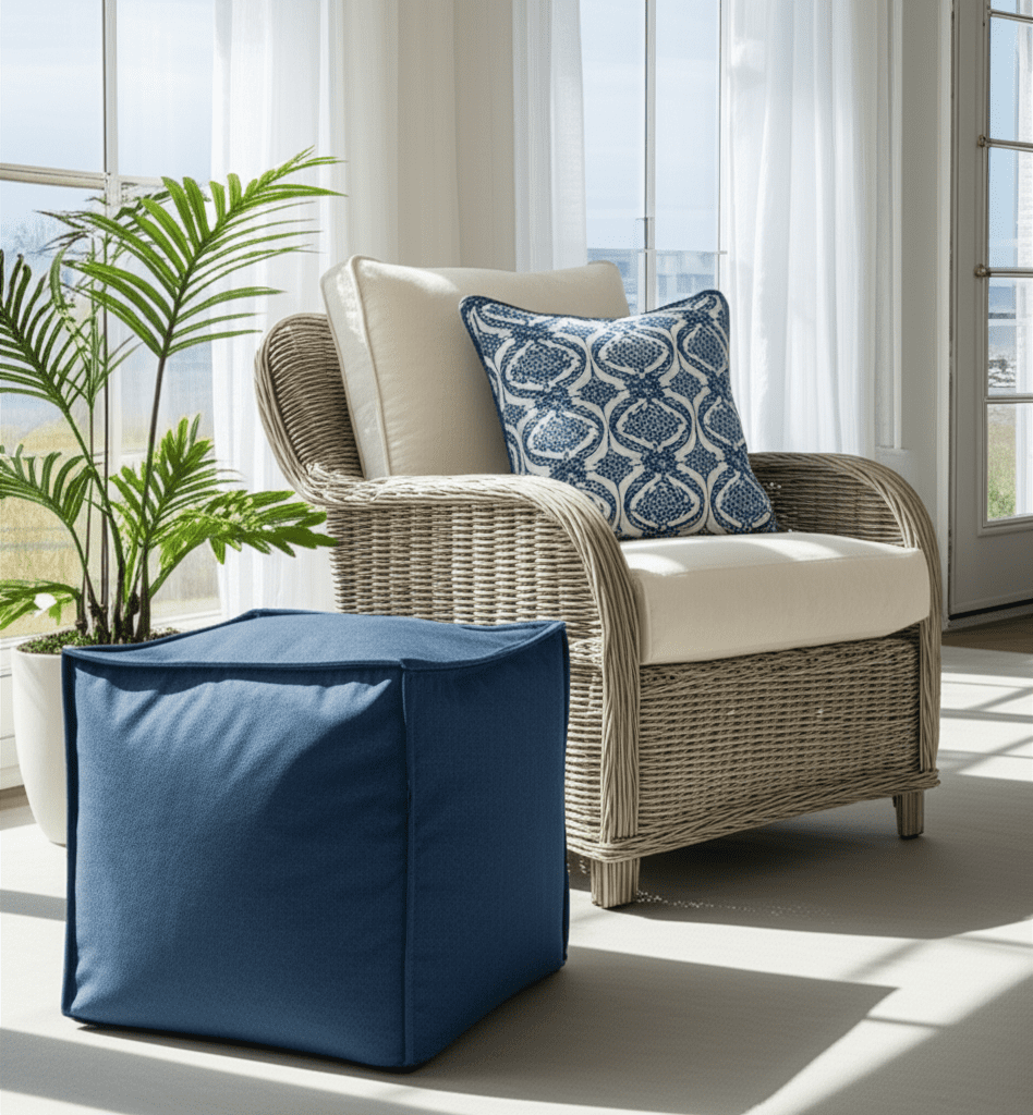 Qiviut Blue Square Pouf