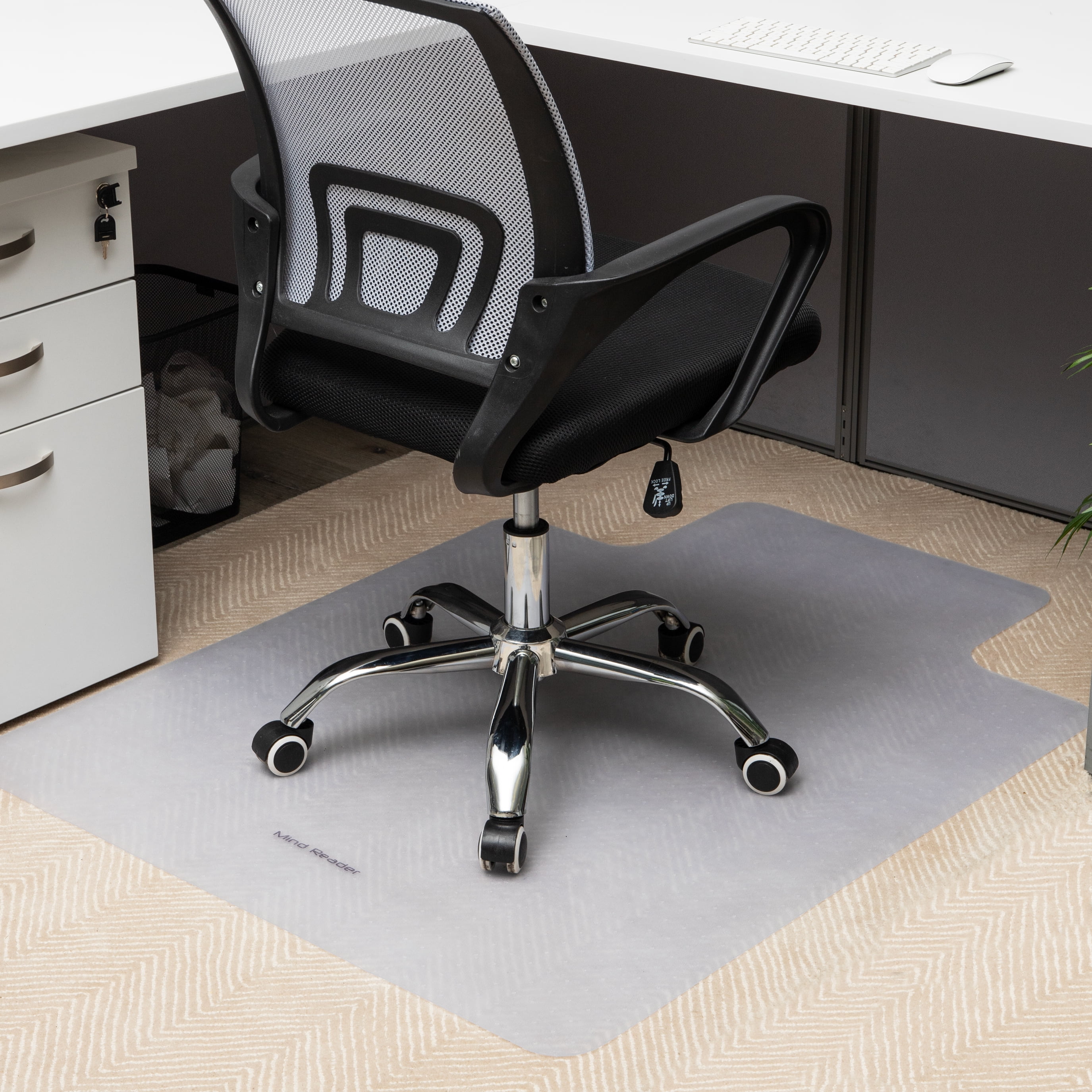 Mind Reader Office Chair Mat for Carpet, Under Desk, PVC, 47.5"L x 35.5"W x 0.125"H, 2-Pack, Clear