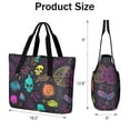 thumbnail image 3 of Tote Bag for Women - Neon Halloween Pattern Shoulder Bag - Large Utility Work Duffle Bag with Zipper Handbag for Travel, Work, Sprots, 3 of 5