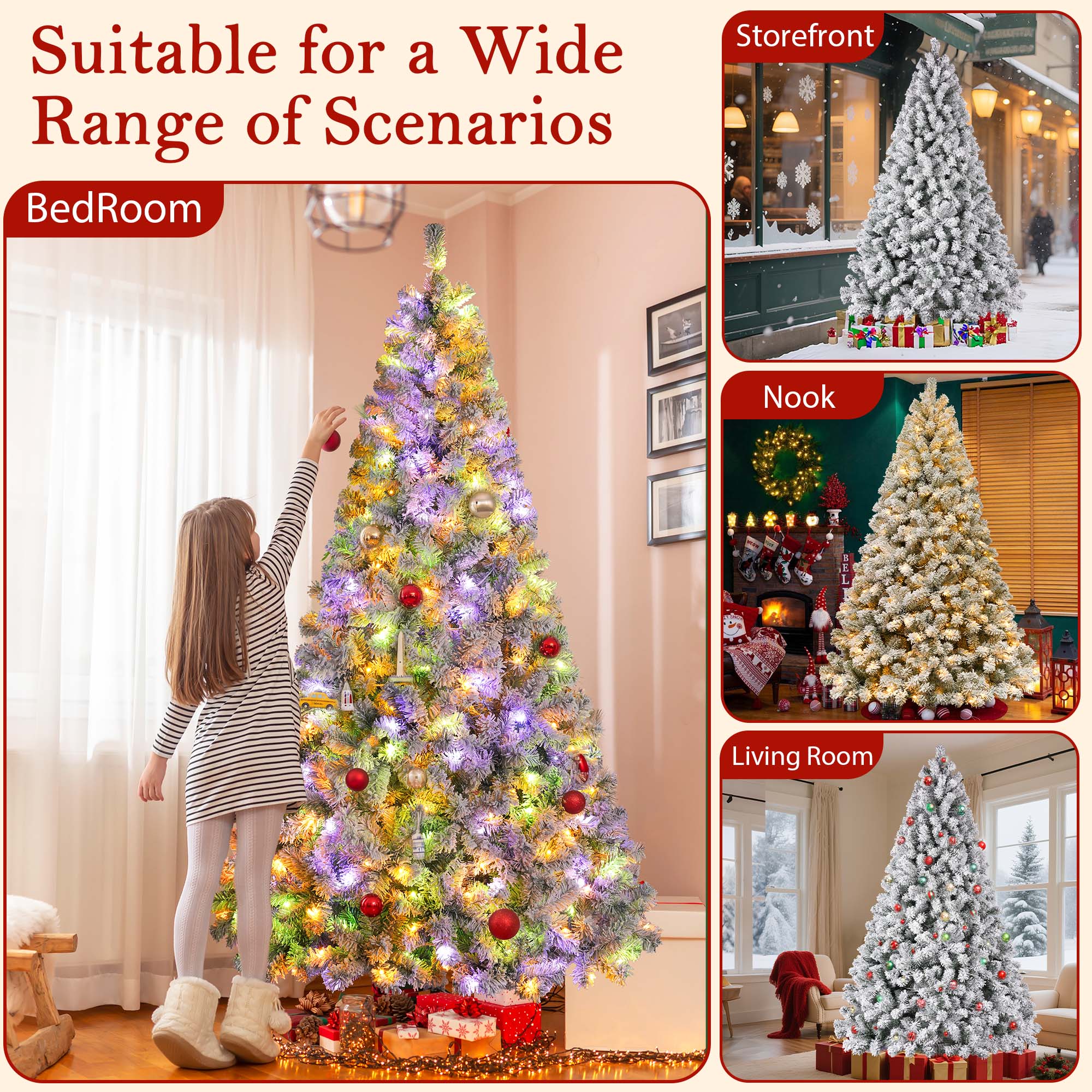 Yexmas 6ft Snow-Flocked Pre-Lit Christmas Tree photo 5