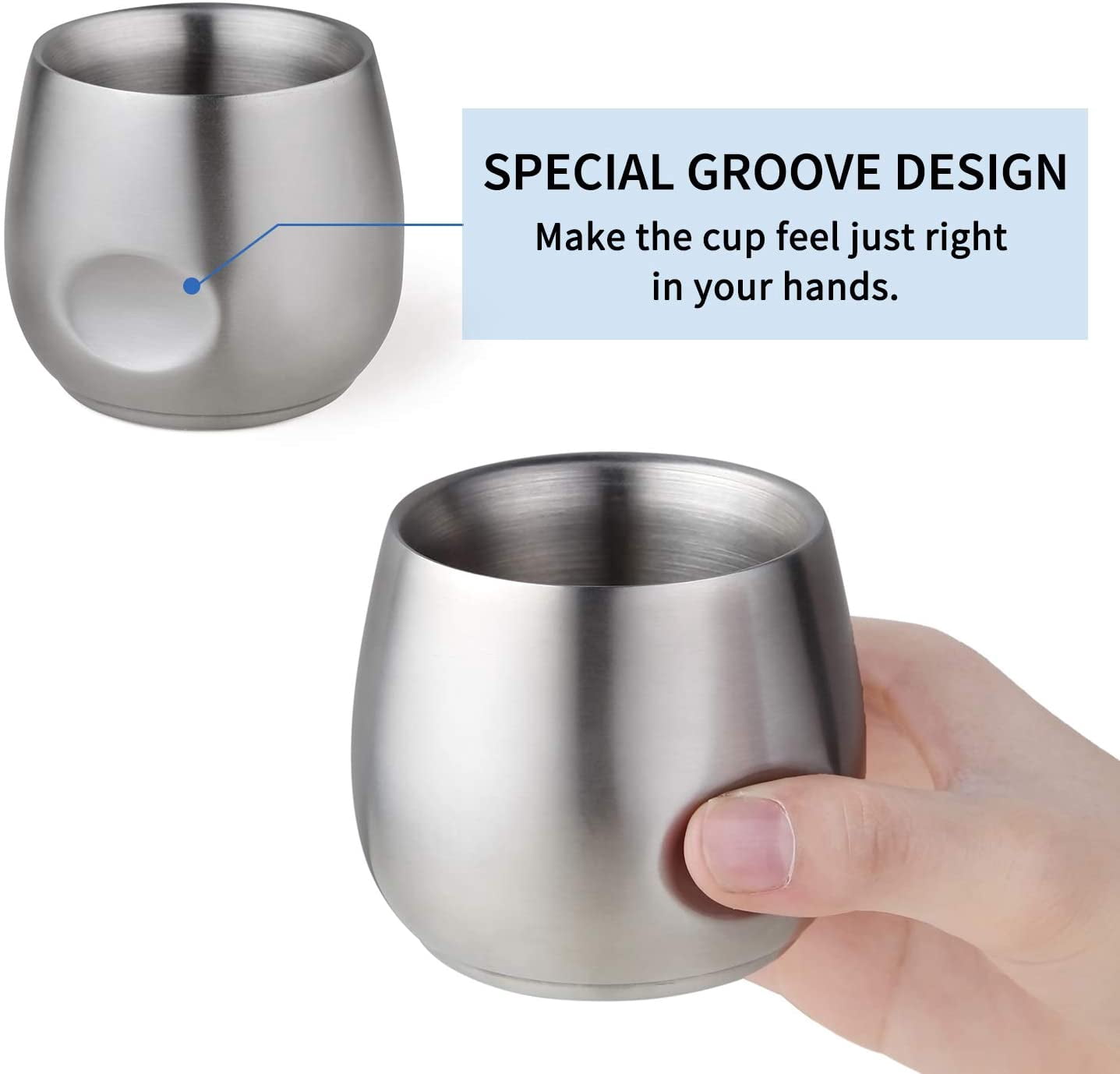 ABCISI 2pcs Mini Stainless Steel Espresso Cups Set, 4oz Double Wall Insulated  Espresso Coffee Cup, Unbreakable Stemless Tumbler Beer Mug, Comfortable Grip Metal Cup for Outdoor Events Picnics Party