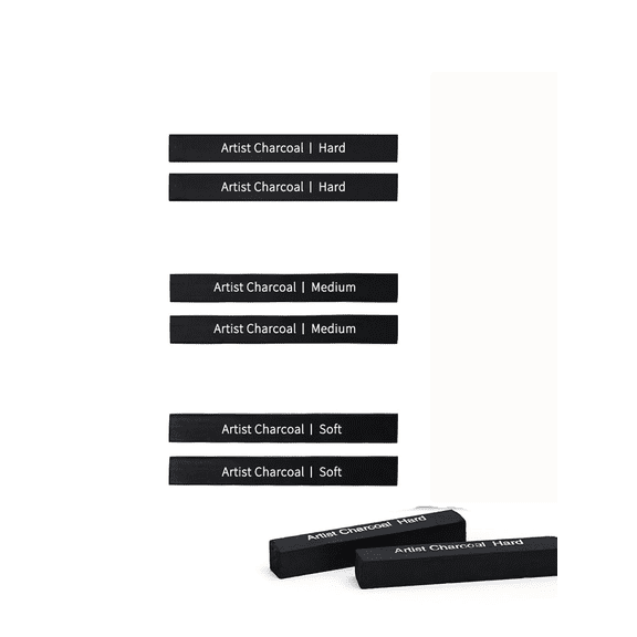 ANNECOSK Compressed Charcoal for Drawing Sketching Artist Supply, Square Charcoal Sticks, Pack of 6