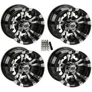 LSI 10" Warlock Machined/Black Golf Cart Wheels/Rims E-Z-GO & Club Car