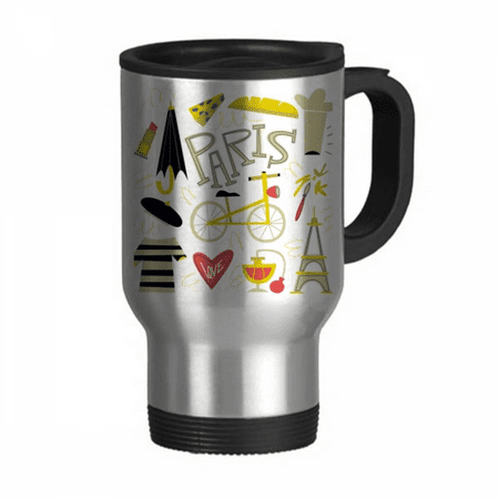 

Lifestyle France Mark Landmark Paris Travel Mug Flip Lid Stainless Steel Cup Car Tumbler Thermos