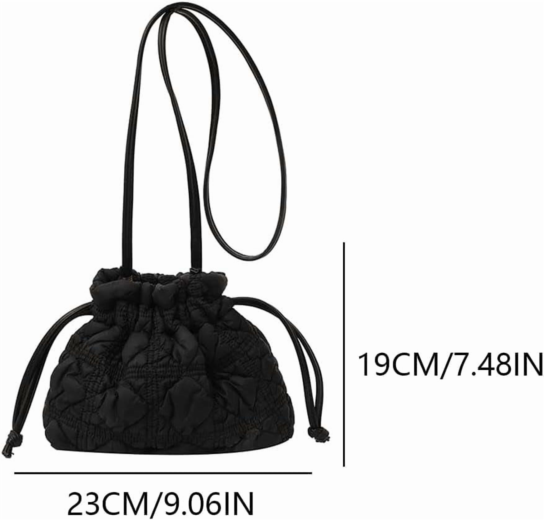 HLSOHJP Quilted Bags Mini Puffer Crossbody Bag Puffy Purse for Women Drawstring Clutch Bag Small Shoulder Purse