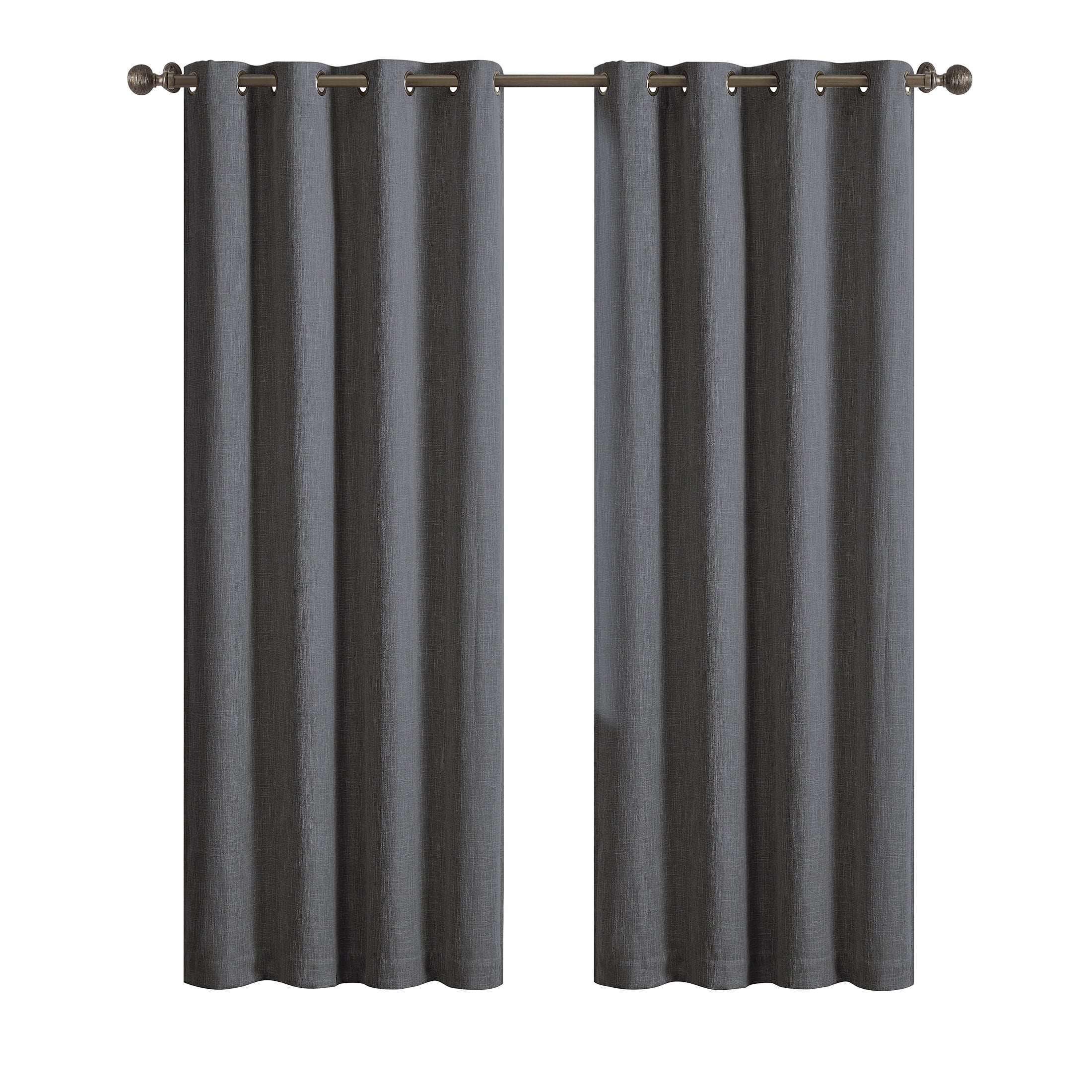 (2 pack) Better Homes & Gardens Woven Textured Grommet Blackout Curtain Panel, 1-Piece, Gray, 50"W x 108"L