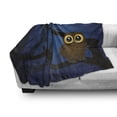 thumbnail image 3 of Night Soft Flannel Fleece Throw Blanket, Owl Sitting on a Tree Branch Mysterious Woods Spooky Forest Cartoon, Cozy Plush for Indoor and Outdoor Use, 60" x 80", Navy Blue Black Brown, by Ambesonne, 3 of 6
